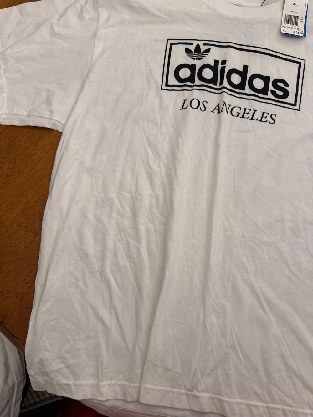 adidas White T-Shirt with Black Los Angeles Logo - Men xl